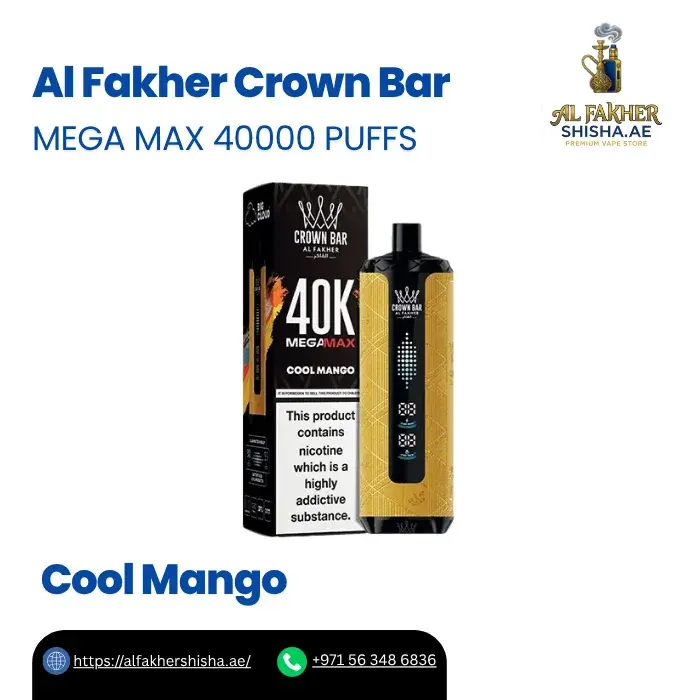 Al Fakher Crown Bar Mega Max 40000 Puffs Cool Mango Al Fakher Crown Bar Mega Max 40000 Puffs Cool Mango